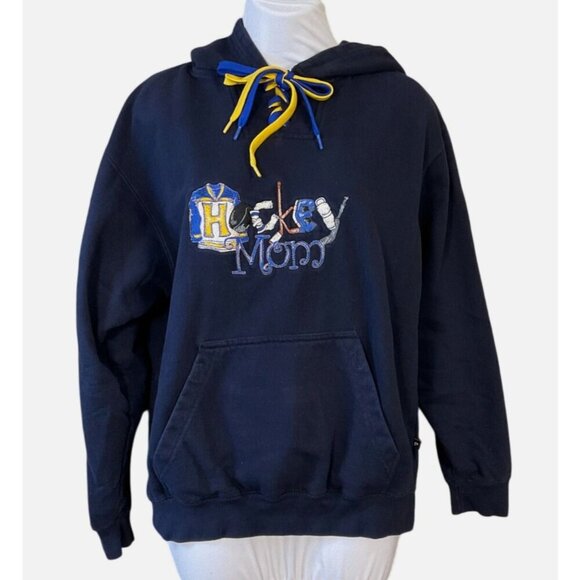 Pennant Sportswear Faceoff Embroidered Hockey Mom Hoodie Sweatshirt Lace Up Sm - Picture 1 of 7